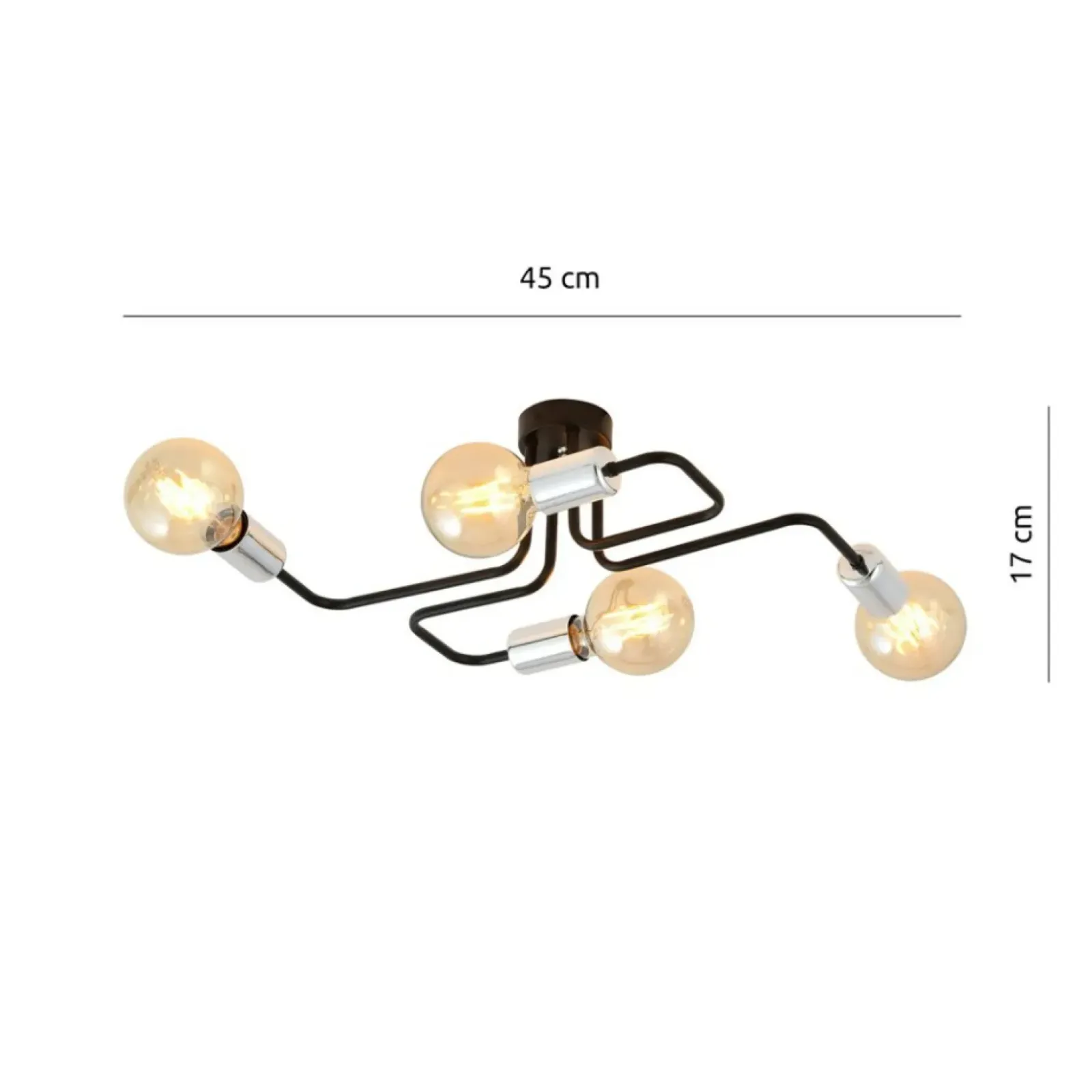 Sklep Kaja Czarno-srebrna geometryczna lampa sufitowa 1174/4 z serii VEKEN | Kaja Best Sale