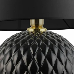 Sklep Kaja Czarno-złota, elegancka lampka nocna z abażurem TK 5590 SANTANA* Lampki Stołowe Z Abażurem|Nowoczesne Lampki Stołowe