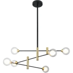 Sklep Kaja Czarno-złota lampa na sztywnym zwisie PND-9148-6 MARINO | Kaja Outlet