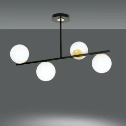 Sklep Kaja Czarno-złota lampa sufitowa z białymi kulami 1022/4 FLOKI | Kaja Online