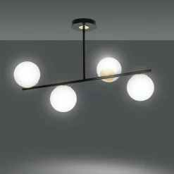 Sklep Kaja Czarno-złota lampa sufitowa z białymi kulami 1022/4 FLOKI | Kaja Online