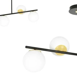Sklep Kaja Czarno-złota lampa sufitowa z białymi kulami 1022/4 FLOKI | Kaja Online