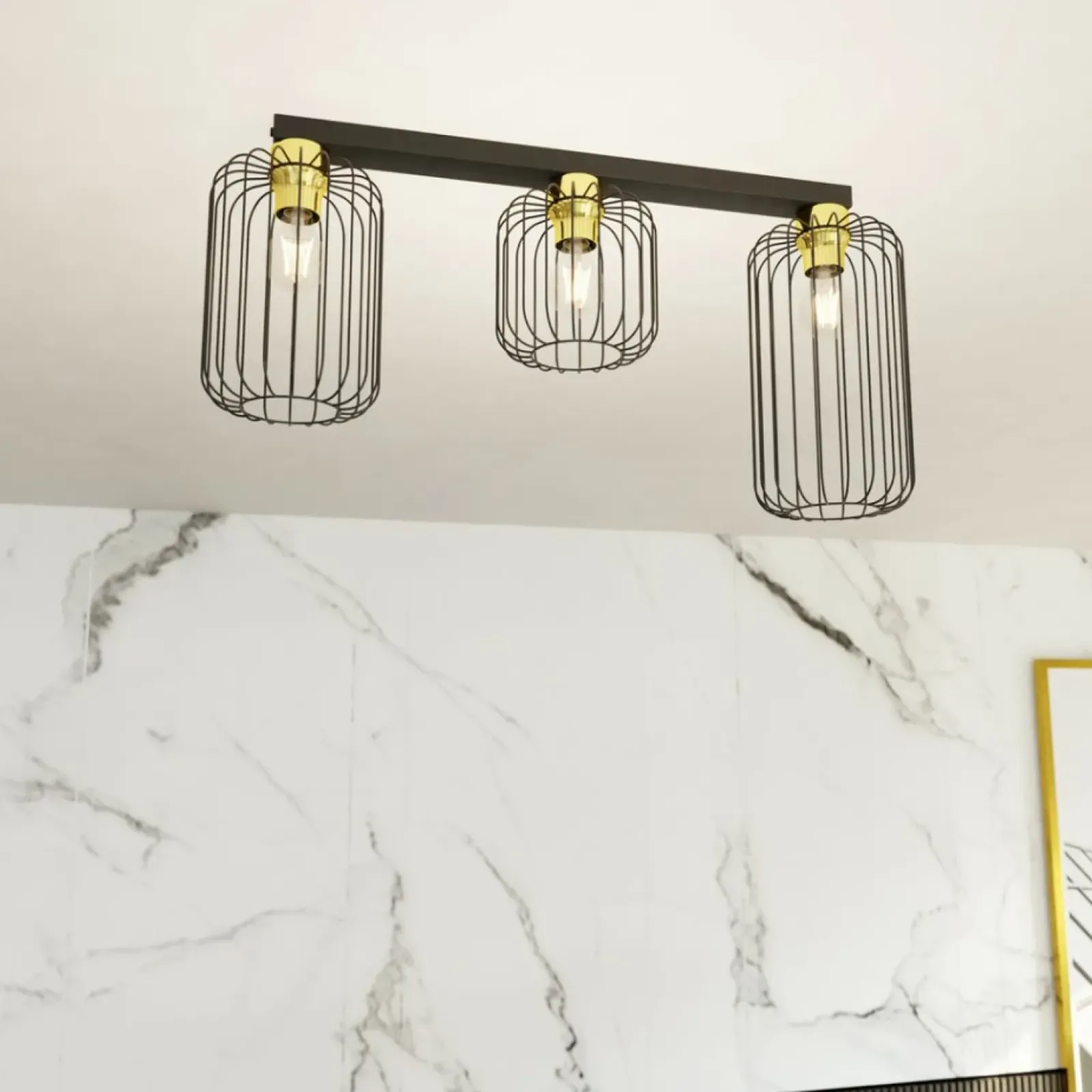 Sklep Kaja Czarno-złota lampa sufitowa do salonu 1366/3 z serii BARN Fashion