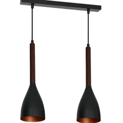 Sklep Kaja Czarno-złota lampa wisząca, dwa klosze LX 9160 z serii MUZA | Kaja Online
