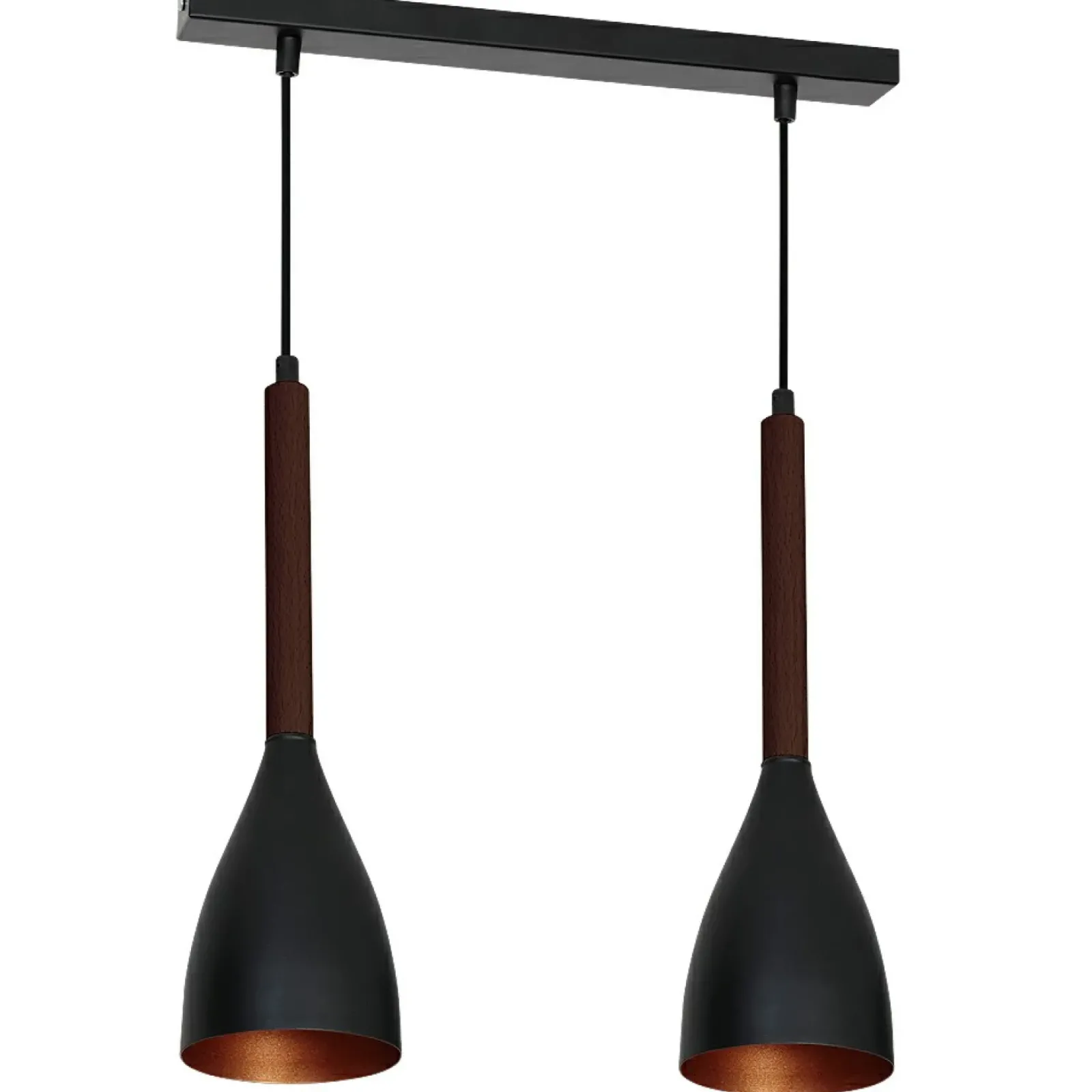 Sklep Kaja Czarno-złota lampa wisząca, dwa klosze LX 9160 z serii MUZA | Kaja Online