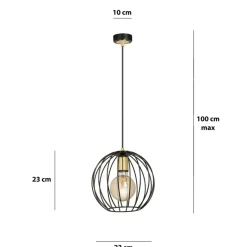 Sklep Kaja Czarno-złota lampa wisząca z drucianym kloszem 144/1 | Kaja czarny Clearance