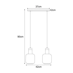 Sklep Kaja Czarno-złota lampa wisząca z dwoma kloszami K-5266 z serii DOKA | Kaja Discount