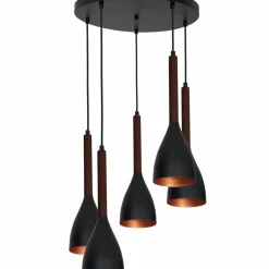 Sklep Kaja Czarno-złota lampa wisząca z ciemnym drewnem LX 9018 z serii MUZA Best Sale