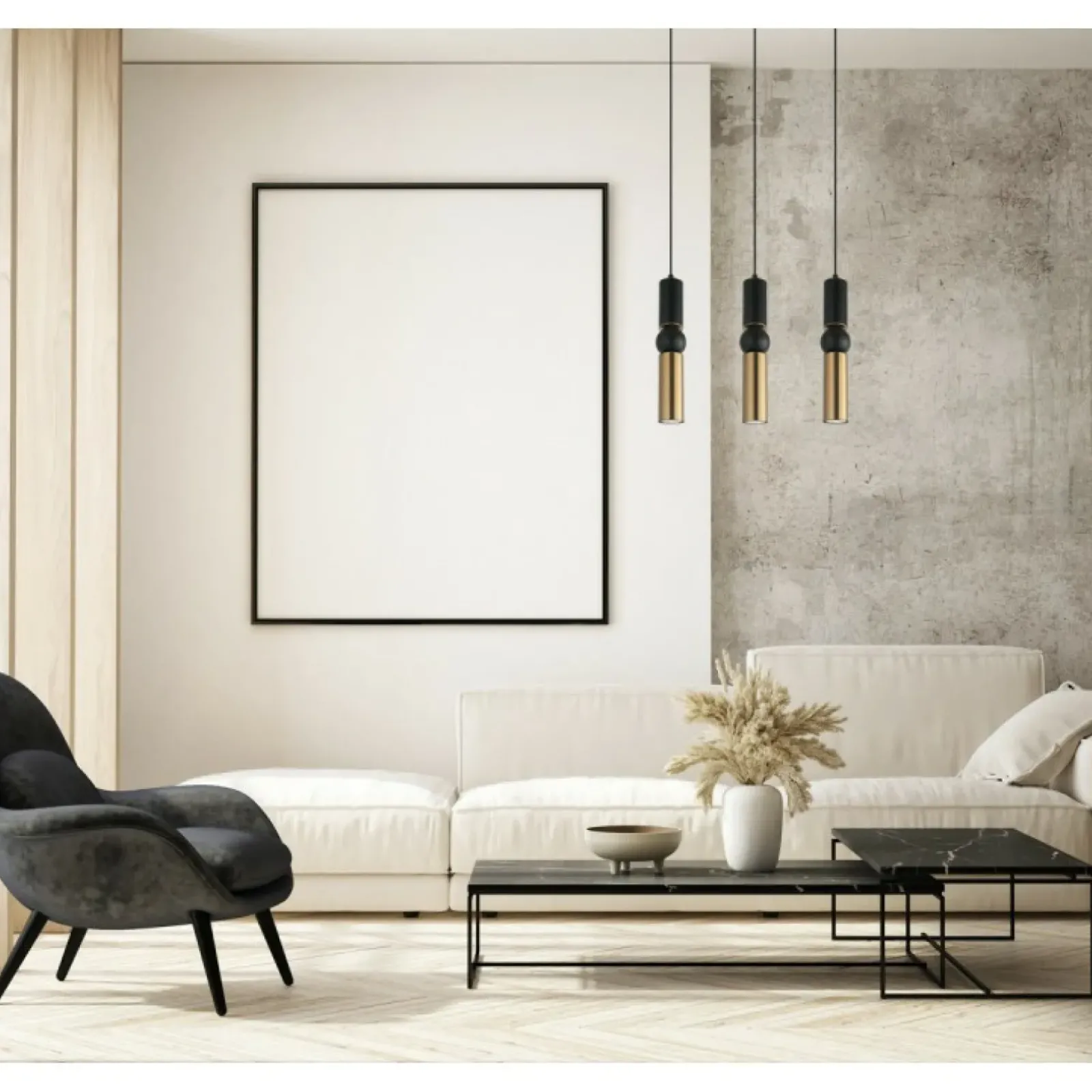 Sklep Kaja Czarno-złota lampa wisząca z tubami PND-14290-3A-BK-BRO - ISIDORA Outlet