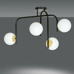 Sklep Kaja Czarno-złota lampa z okrągłymi kloszami 1032/4B RAGNAR | Kaja Outlet