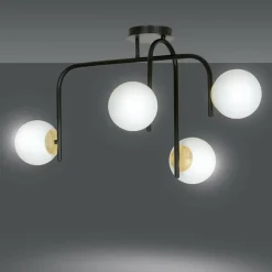 Sklep Kaja Czarno-złota lampa z okrągłymi kloszami 1032/4B RAGNAR | Kaja Outlet