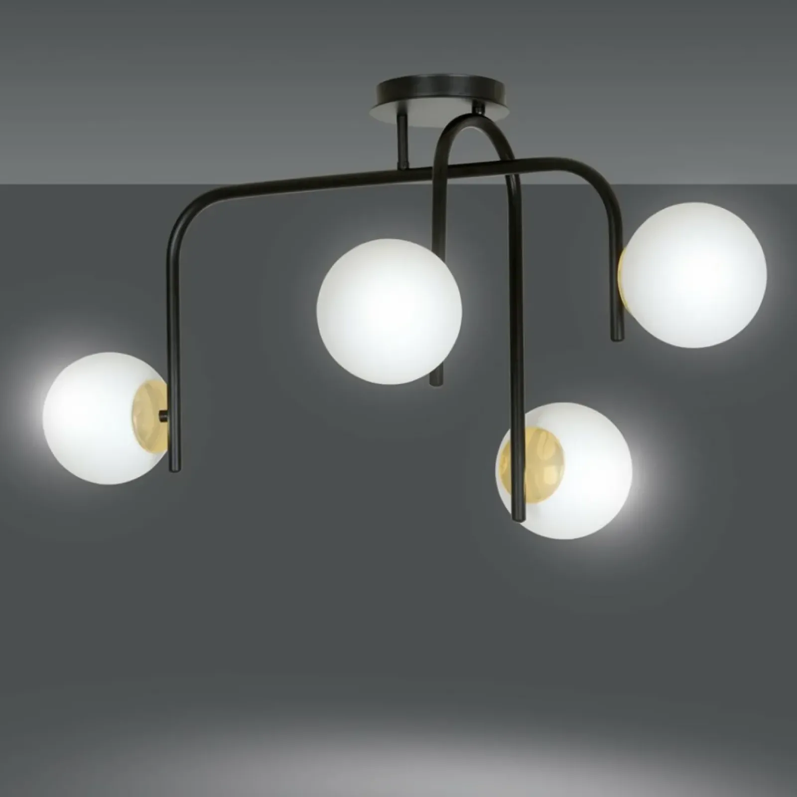 Sklep Kaja Czarno-złota lampa z okrągłymi kloszami 1032/4B RAGNAR | Kaja Outlet