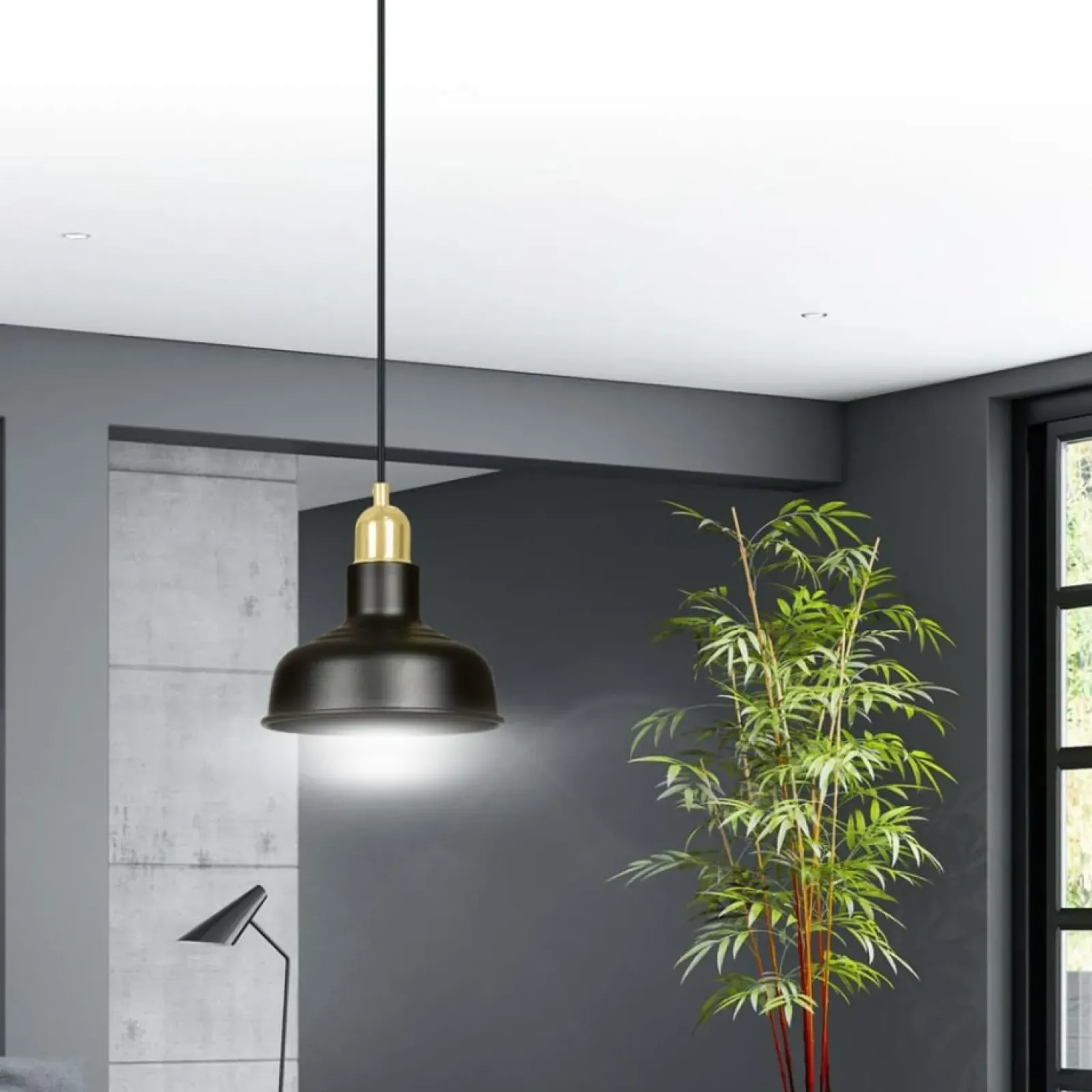 Sklep Kaja Czarno-złota, loftowa lampa wisząca do kuchni 1042/1 IBOR | Kaja czarny Store