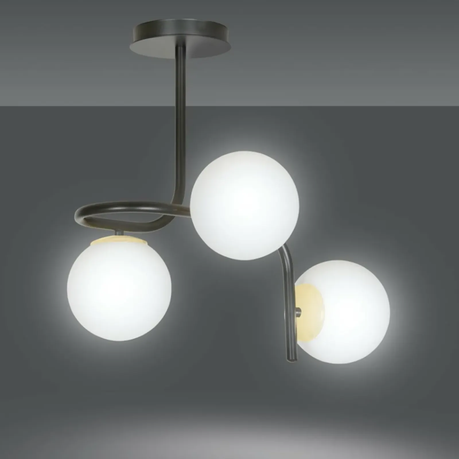 Sklep Kaja Czarno-złota, metalowa lampa sufitowa 1032/3 RAGNAR | Kaja Oświetlenie Outlet