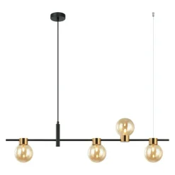 Sklep Kaja Czarno-złota, prosta lampa wisząca PND-5225-4-BK-AMB z serii BLETTER Hot