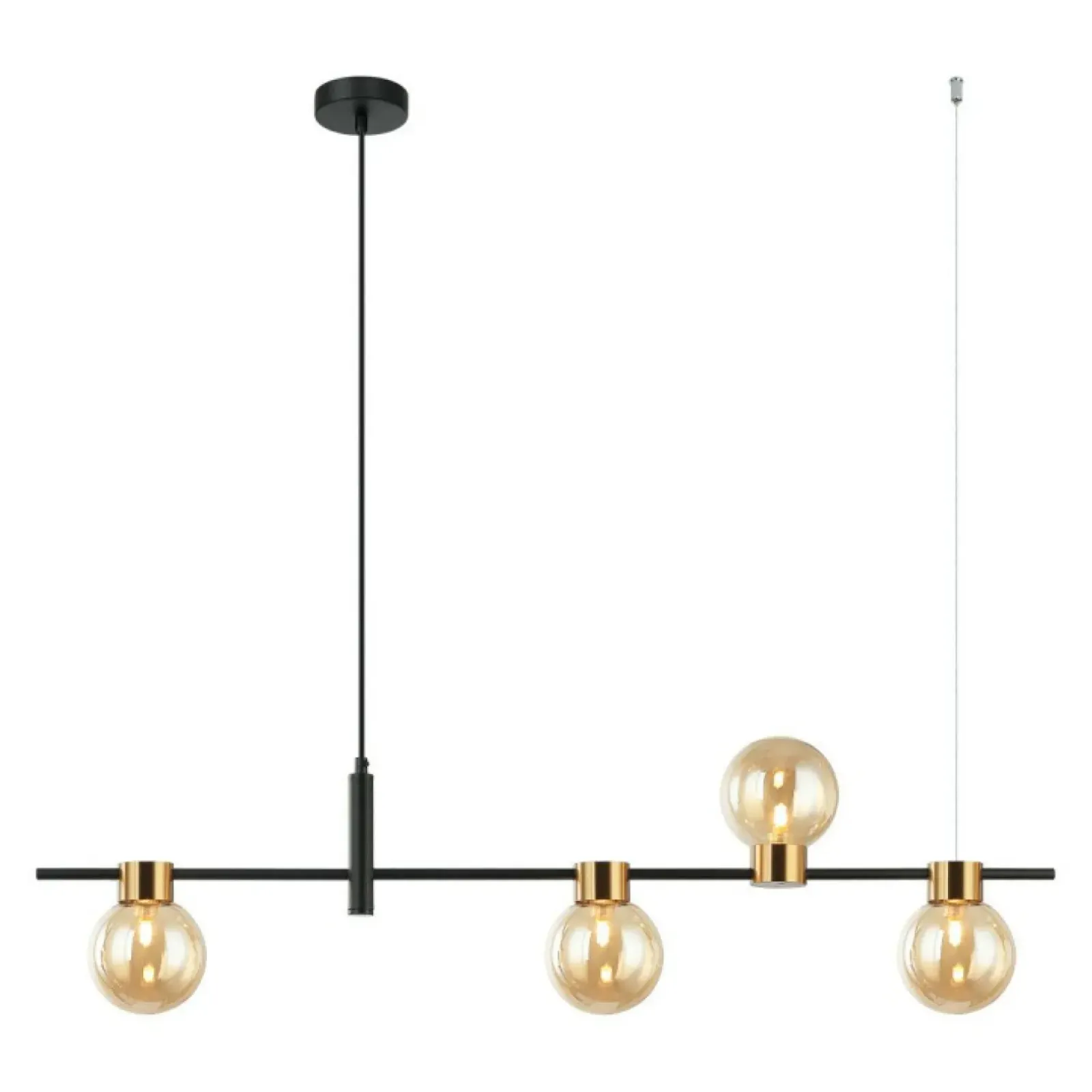 Sklep Kaja Czarno-złota, prosta lampa wisząca PND-5225-4-BK-AMB z serii BLETTER Hot