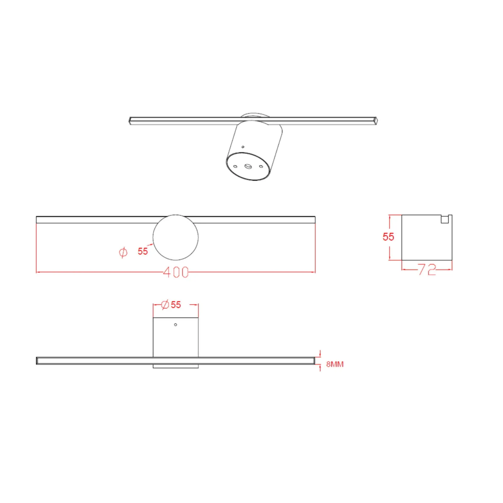 Sklep Kaja Czarny kinkiet do łazienki 40cm 6W LP-777/1W M BK z serii MODERN SLIM* Lampy Led