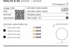 Sklep Kaja Czarny klasyczny plafon LED 3000k 60cm AZ4255 MALTA | Kaja Oświetlenie* Plafony Klasyczne