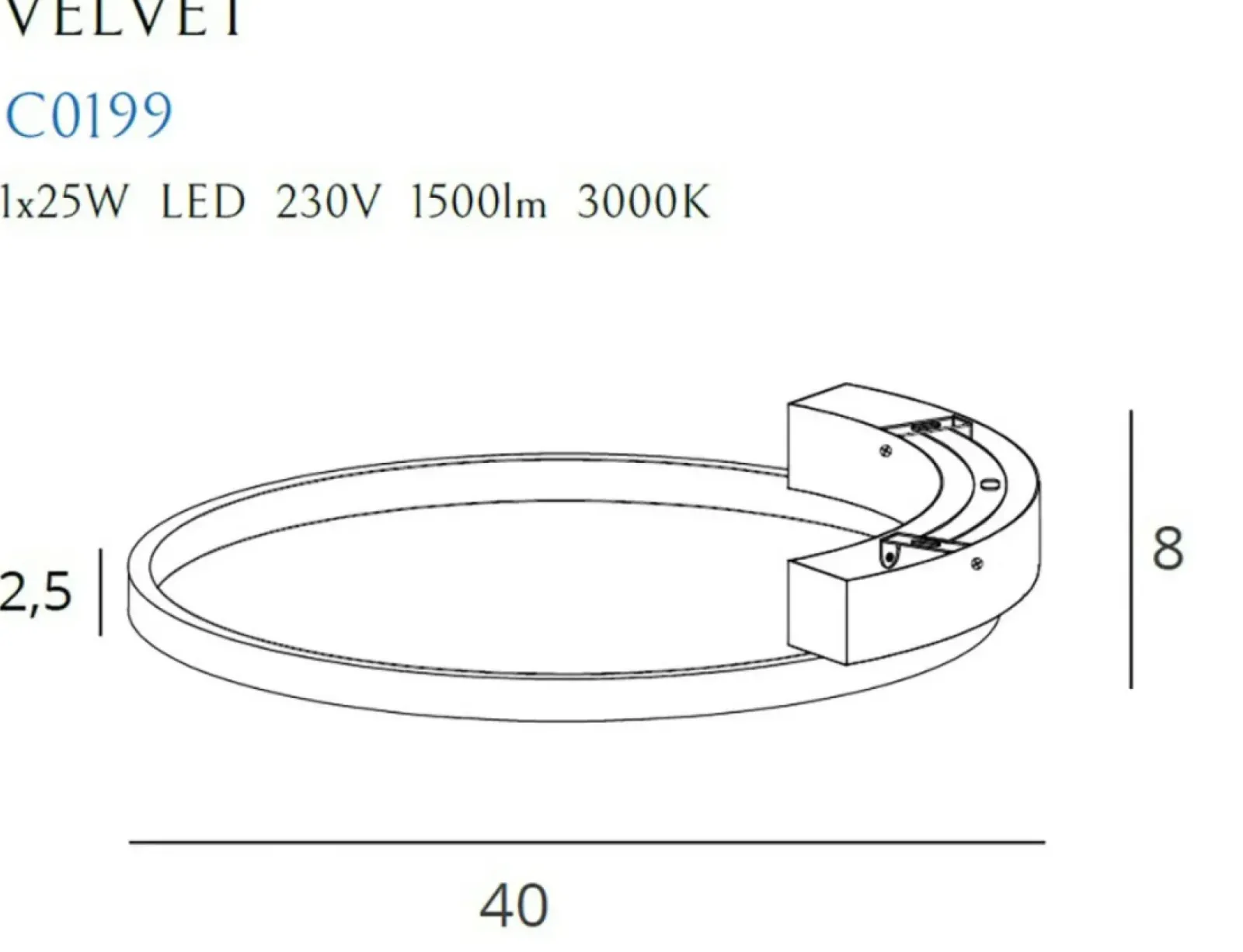Sklep Kaja Czarny, okrągły plafon, obręcz LED Ø40cm MX C0199 VELVET | Kaja Outlet