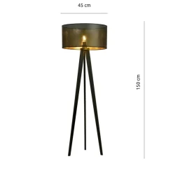 Sklep Kaja Czarny trójnóg z dwukolorowym abażurem 1148/LP1 ASTON | Kaja* Lampy Podłogowe Z Abażurem|Tradycyjne Lampy Podłogowe