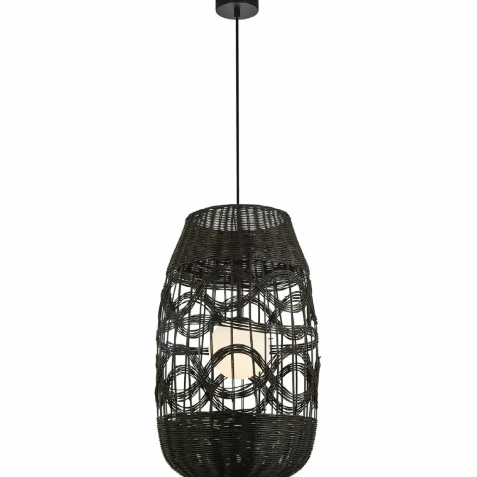 Sklep Kaja Czarny zwis z plecionym, rattanowym abażurem ML0355 ARONA | Kaja Shop