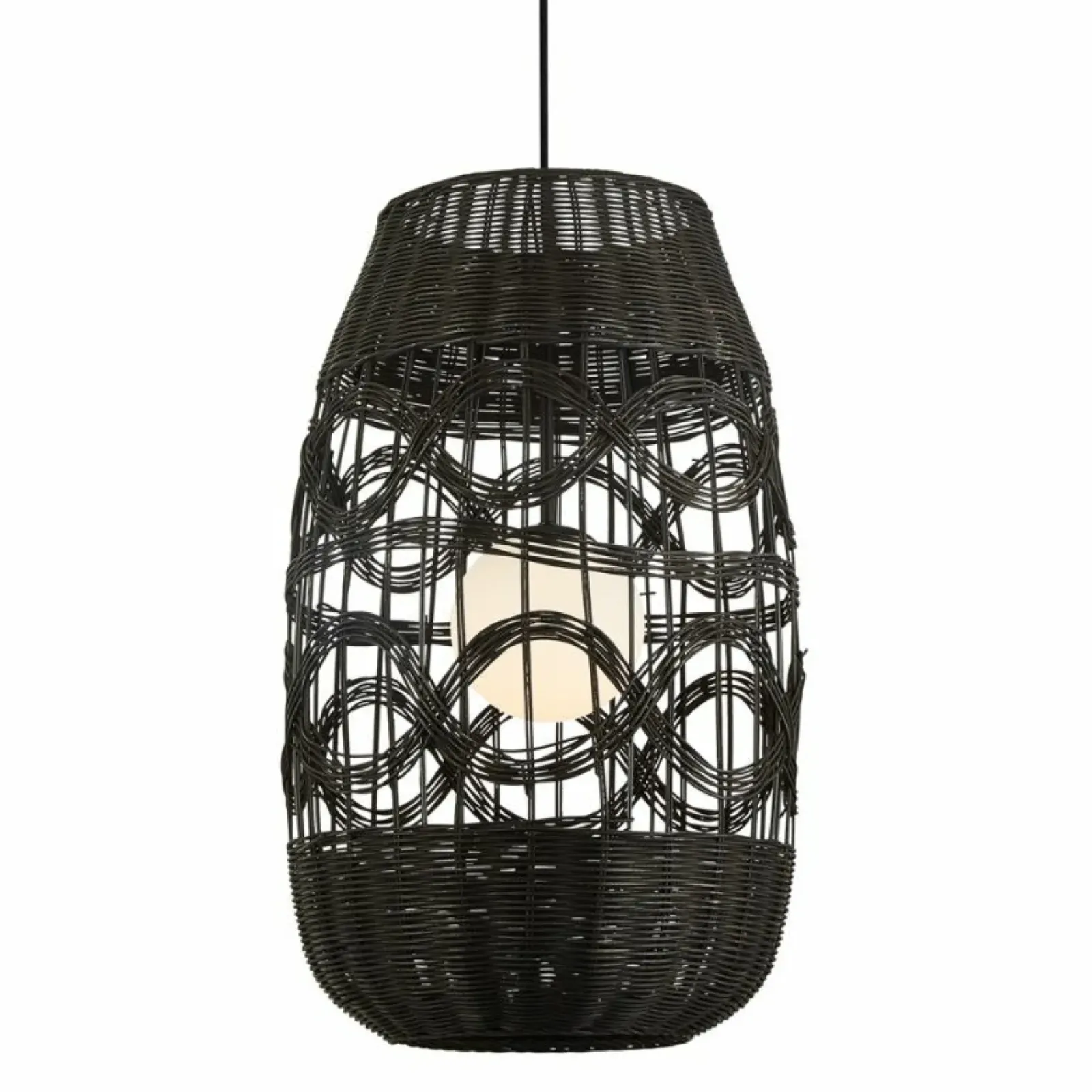 Sklep Kaja Czarny zwis z plecionym, rattanowym abażurem ML0355 ARONA | Kaja Shop