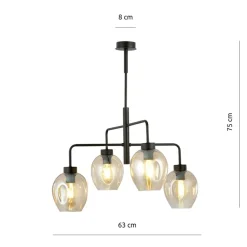 Sklep Kaja Czteropunktowa, czarna lampa sufitowa 1165/4 LUKKA | Kaja Oświetlenie Cheap