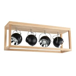 Sklep Kaja Dębowa lampa sufitowa z czarnymi reflektorami 5224474L ROY | Kaja Online
