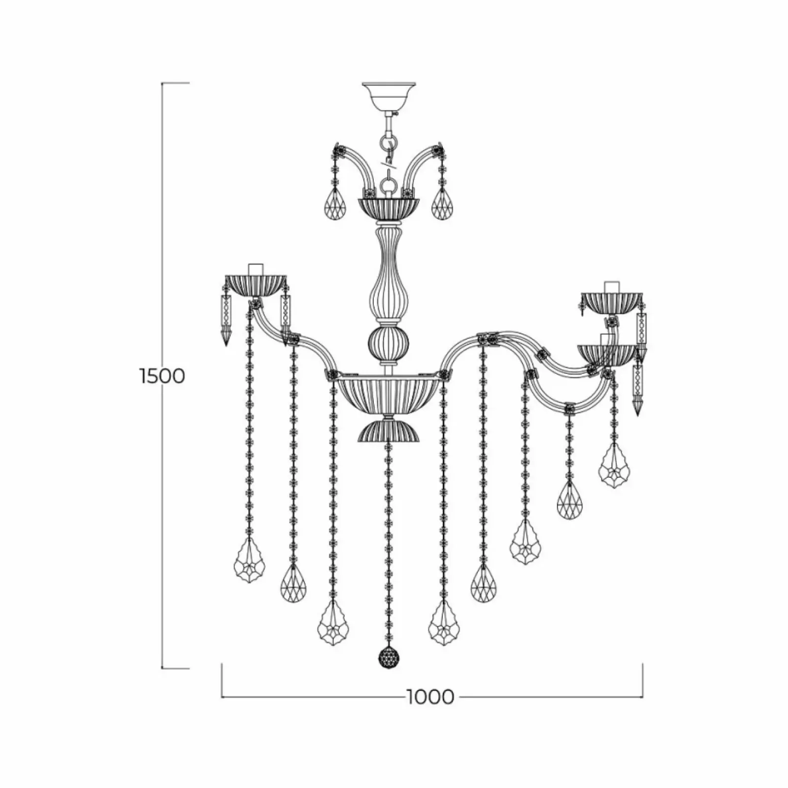 Sklep Kaja Dekoracyjna, kryształowa lampa wisząca ZM 17801/10+5-GLD CHATEAU | Kaja Fashion
