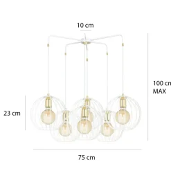Sklep Kaja Dekoracyjna lampa wisząca z sześcioma kloszami 145/6 | Kaja biały Store