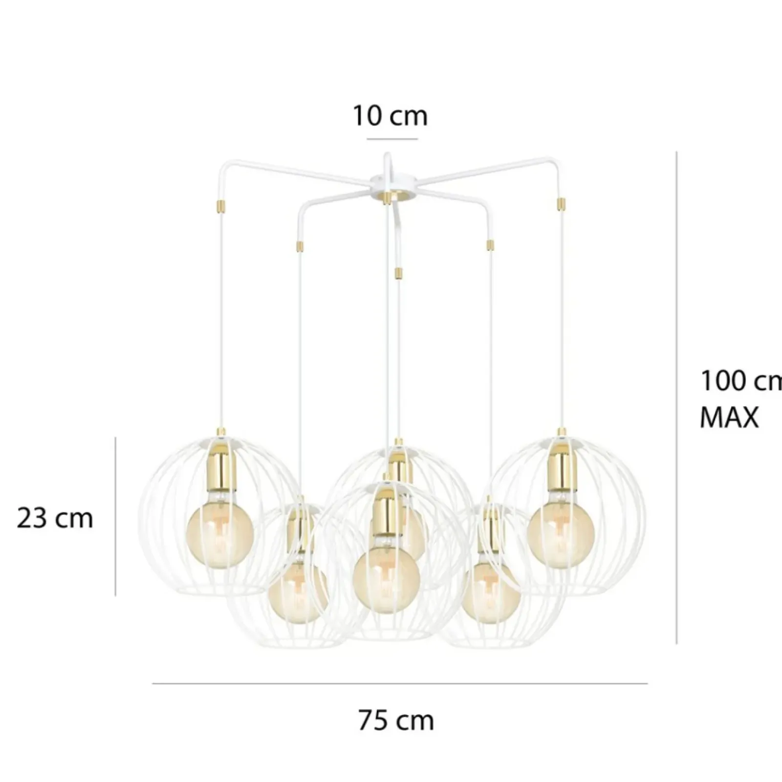 Sklep Kaja Dekoracyjna lampa wisząca z sześcioma kloszami 145/6 | Kaja biały Store