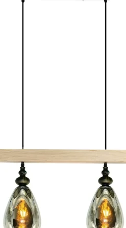 Sklep Kaja Dekoracyjna lampa wisząca z drewnem 2045/2 WD MOKKA | Kaja Oświetlenie Sale