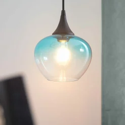 Sklep Kaja Dekoracyjna lampa wisząca, kolorowy klosz ABR-BSE27 BLUESKY | Kaja czarny Cheap