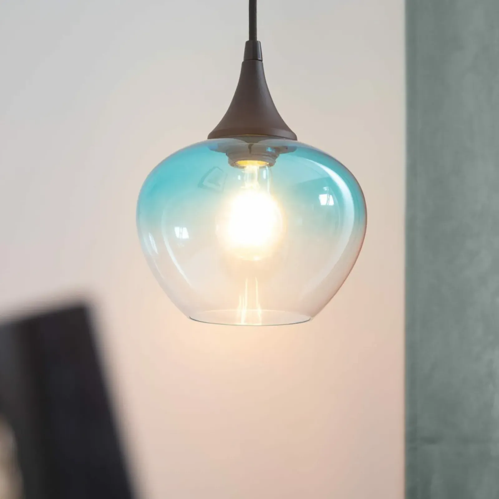 Sklep Kaja Dekoracyjna lampa wisząca, kolorowy klosz ABR-BSE27 BLUESKY | Kaja czarny Cheap