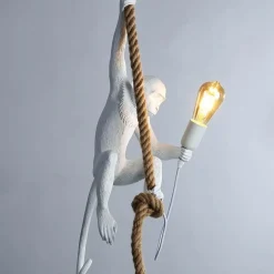 Sklep Kaja Dekoracyjna lampa wisząca - małpa ABR-KAR-B MONKEY | Kaja Oświetlenie biały Outlet
