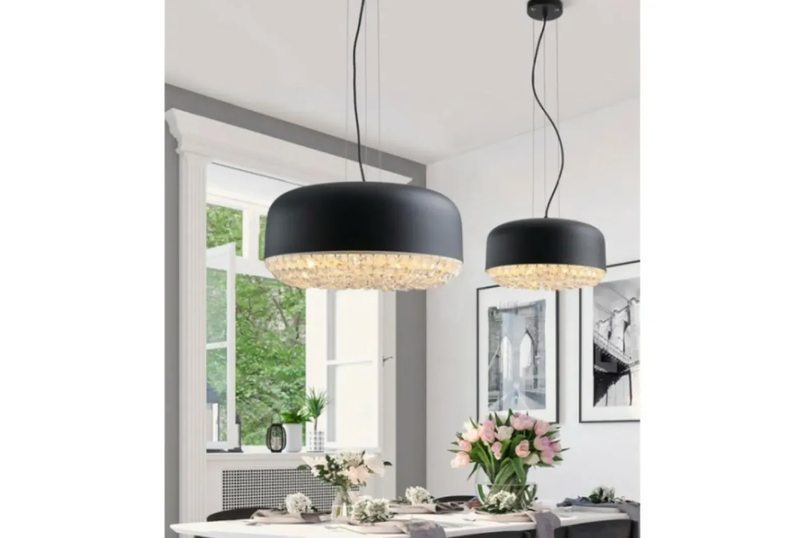 Sklep Kaja Dekoracyjna lampa wisząca z kryształkami AZ3163 TARANT | Kaja czarny Outlet