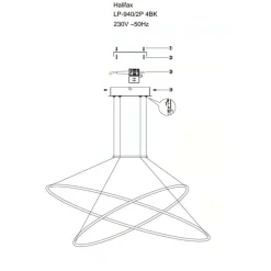 Sklep Kaja Dekoracyjna lampa wisząca do salonu LP-940/2P BK CCT HALIFAX | Kaja Shop