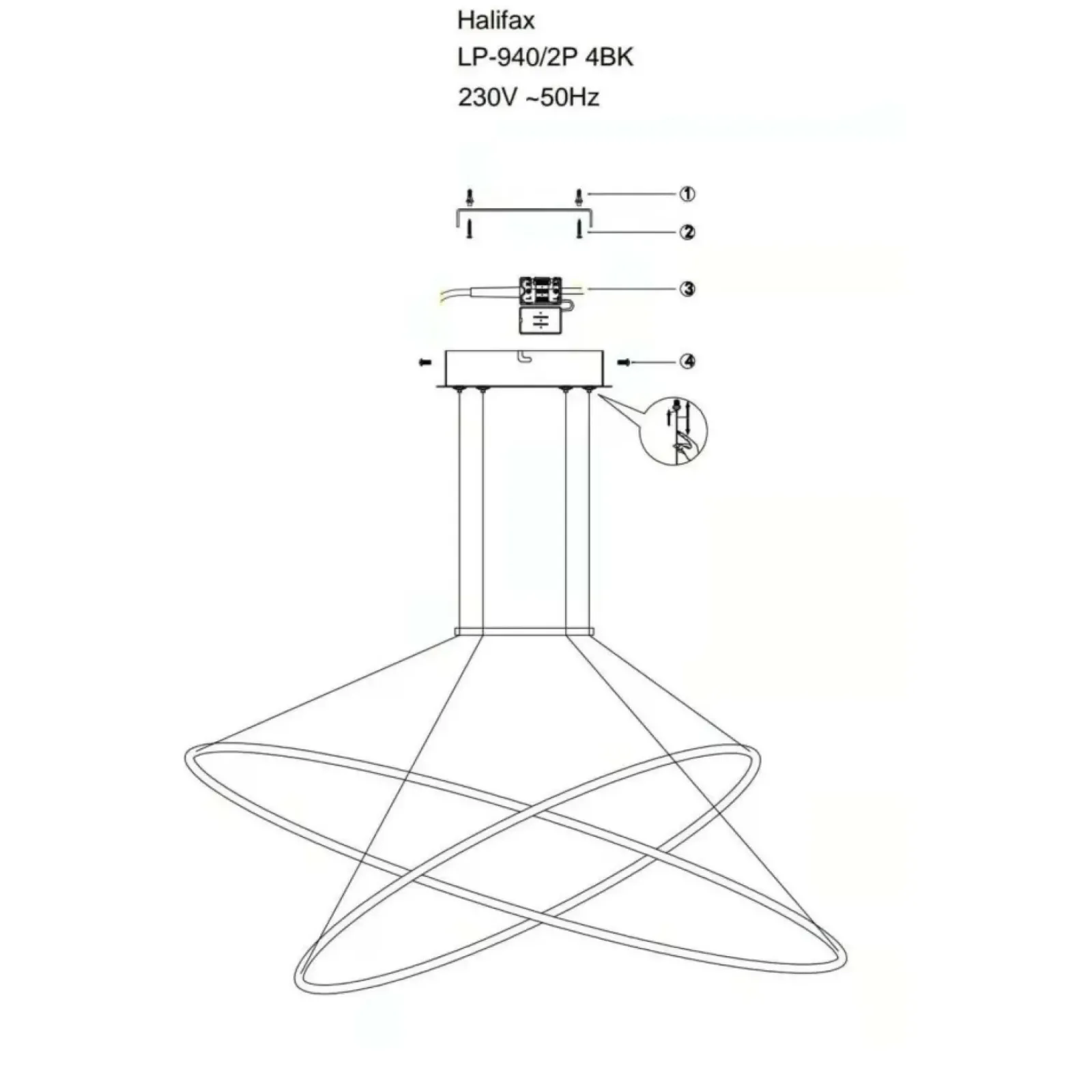 Sklep Kaja Dekoracyjna lampa wisząca do salonu LP-940/2P BK CCT HALIFAX | Kaja Shop