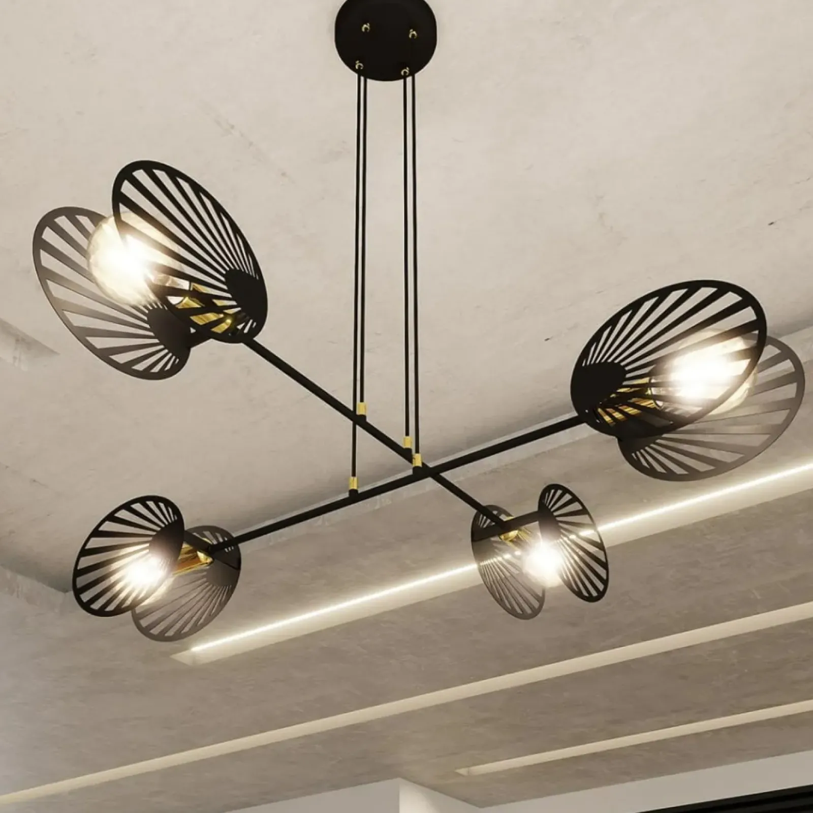 Sklep Kaja Dekoracyjna, loftowa lampa wisząca do salonu 1146/4 PLAYA | Kaja czarny Sale