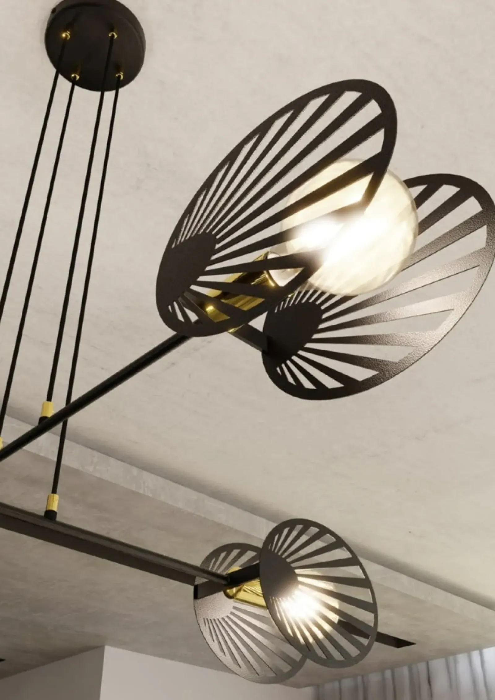 Sklep Kaja Dekoracyjna, loftowa lampa wisząca do salonu 1146/4 PLAYA | Kaja czarny Sale