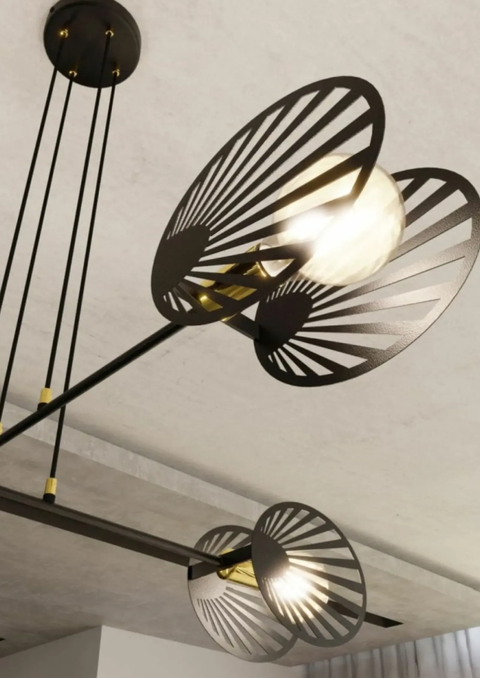 Sklep Kaja Dekoracyjna, loftowa lampa wisząca do salonu 1146/4 PLAYA | Kaja czarny Sale