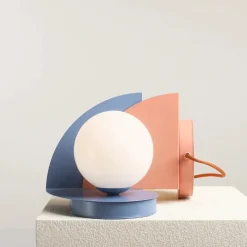 Sklep Kaja Dekoracyjna, niebieska lampka nocna ⌀14cm 1125B16 z serii LOOP | Kaja Oświetleni* Nowoczesne Lampki Stołowe