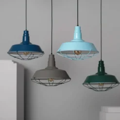 Sklep Kaja Dekoracyjna, niebieska lampa wisząca ABR-RRP-N-E27 RETRO | Kaja niebieski Hot