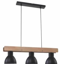 Sklep Kaja Dekoracyjna, potrójna lampa wisząca z drewnem 33-73471 z serii VARIO czarny Outlet