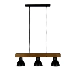Sklep Kaja Dekoracyjna, potrójna lampa wisząca z drewnem 33-73471 z serii VARIO czarny Outlet