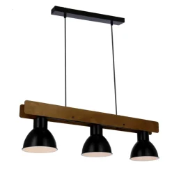 Sklep Kaja Dekoracyjna, potrójna lampa wisząca z drewnem 33-73471 z serii VARIO czarny Outlet