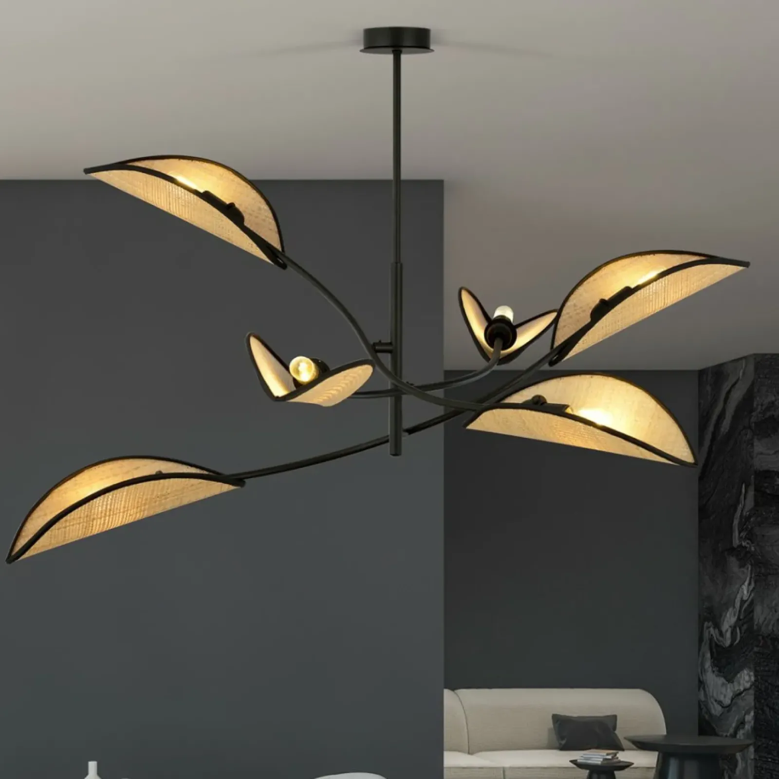 Sklep Kaja Dekoracyjna, rozłożysta lampa w stylu rustykalnym 1108/6 LOTUS | Kaja Discount