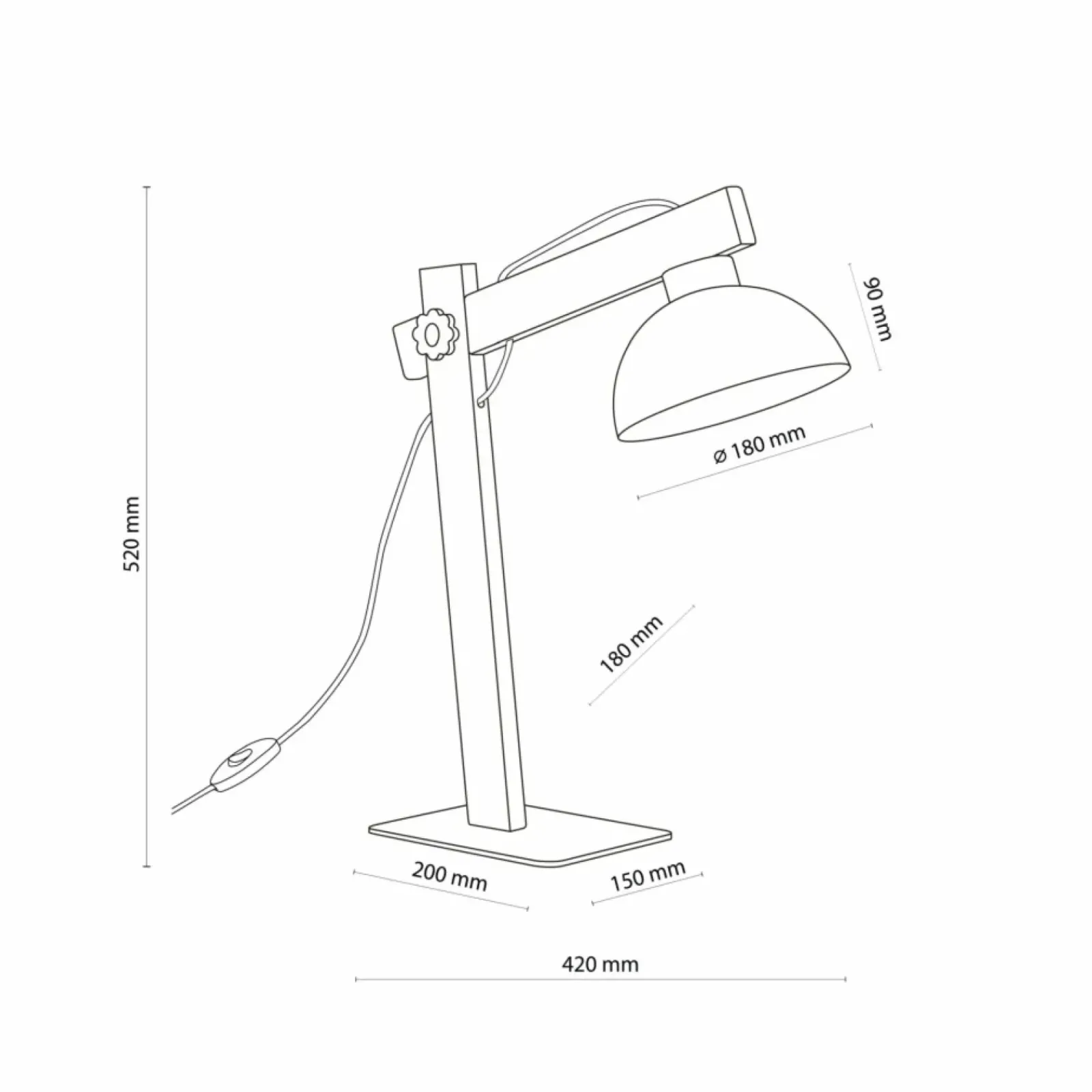 Sklep Kaja Designerska, biała lampka biurkowa z drewnem TK 5347 z serii OSLO* Lampki Biurkowe