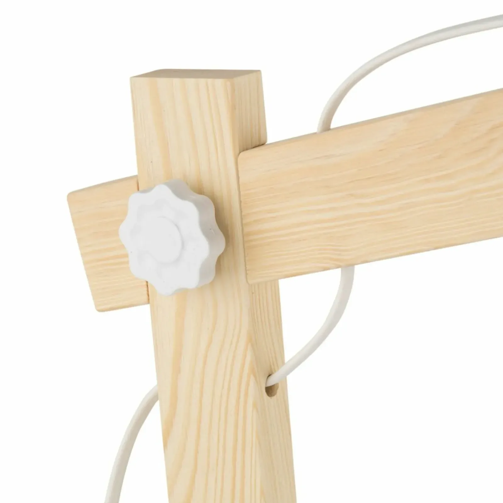 Sklep Kaja Designerska, biała lampka biurkowa z drewnem TK 5347 z serii OSLO* Lampki Biurkowe