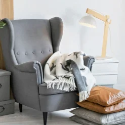 Sklep Kaja Designerska, biała lampka biurkowa z drewnem TK 5347 z serii OSLO* Lampki Biurkowe